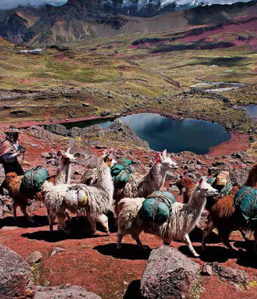 ausangate trek machupicchu rainbow mountain salkantay humantay lake peru The tourist route for travelers through Peruvian
